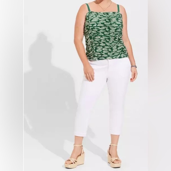 Torrid Stretch Mesh Cropped Shirred Cami Top - Picture 1 of 4